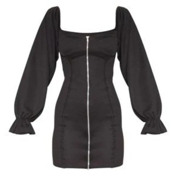 PrettyLittleThing Women's Black Zip up cup detail dress | Size 6 - Picture 2 of 7